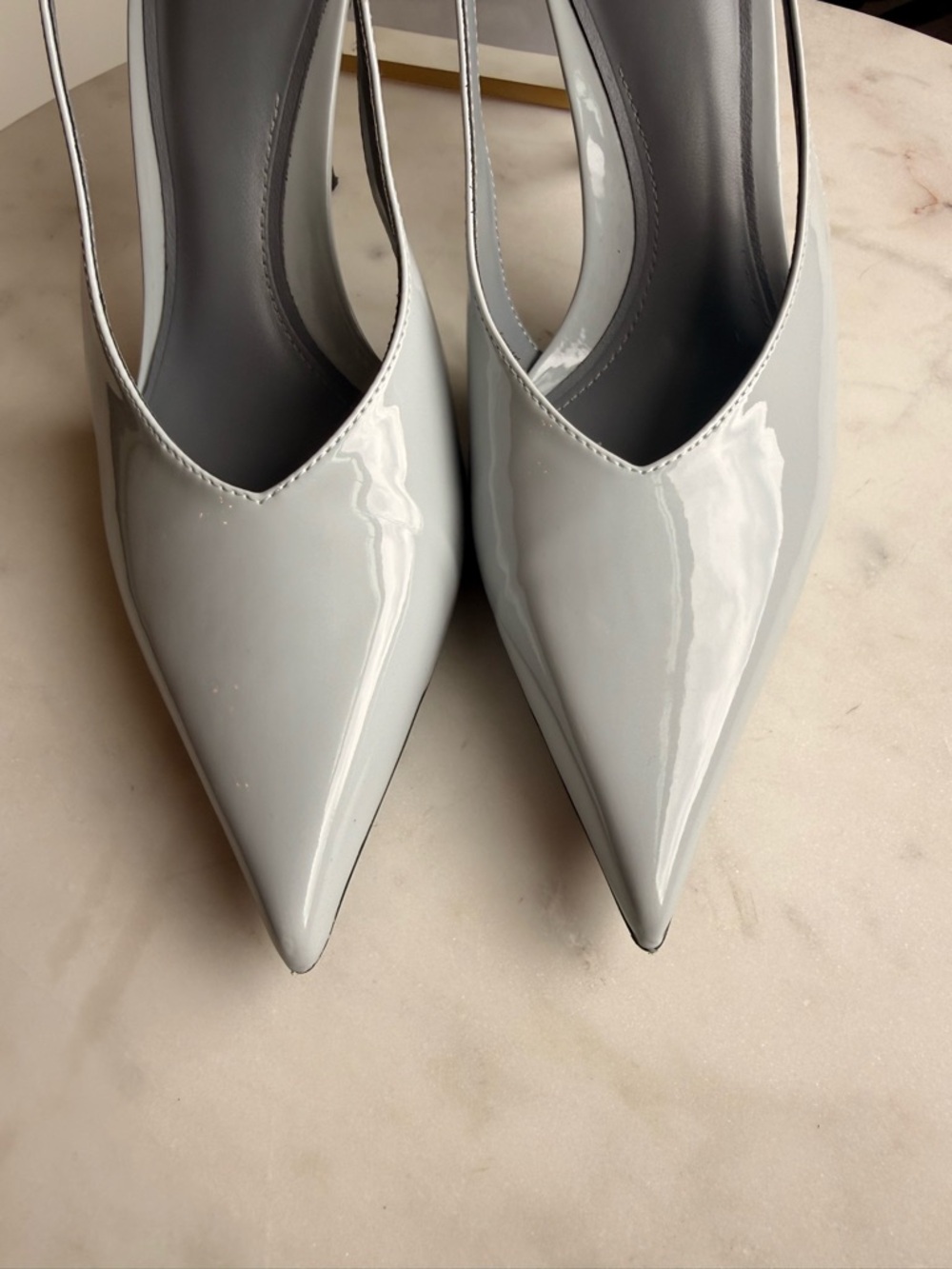 Zara Slingback Pointed Toe Stiletto Heels in Light Blue 7.5 - Picture 3 of 12